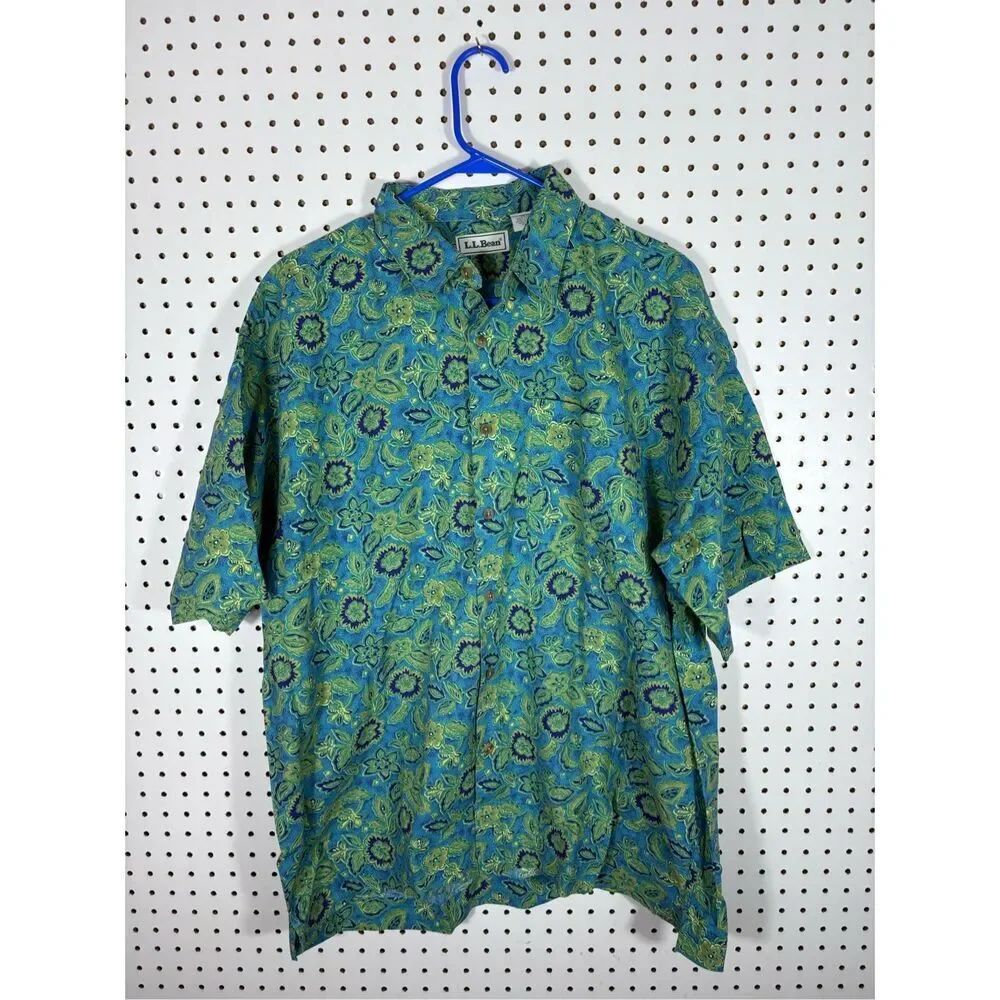 L.L Bean paisley print button down shirt size L